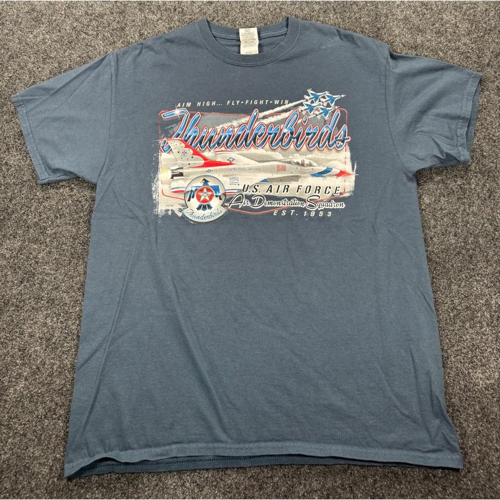 US Air Force Thunderbirds T-Shirt Mens Large Gildan Military Jet Graphic Tee